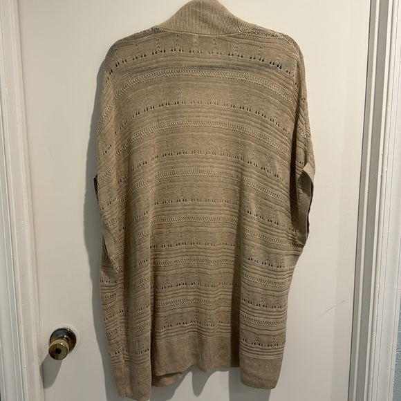 Frenchi Tan Sweater Shall Cardigan Grandma Sz L - Picture 3 of 4